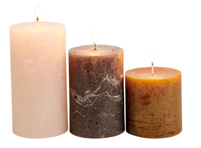 Casa RUSTIC Candles set of 3 green, cream, light purple, H 7 cm - Ø 7 cm