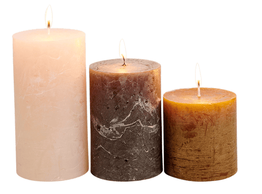 RUSTIC Green, cream, light purple set of 3 candles H 7 cm - Ø 7 cm - best price from Maltashopper.com CS675136