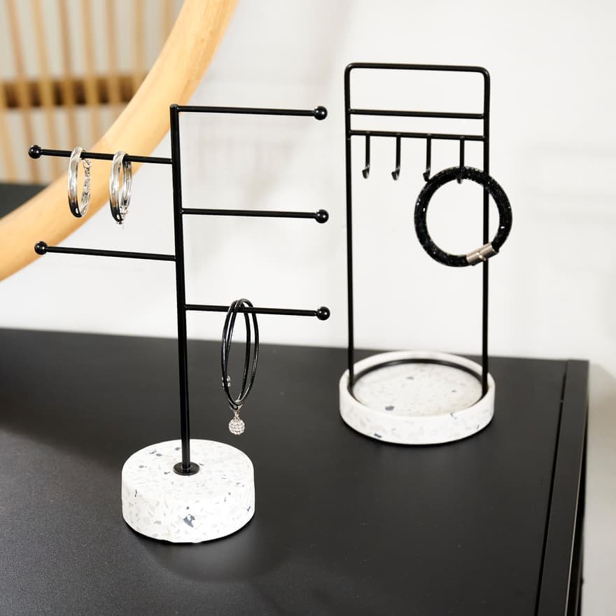 Casa TERRAZZO Jewelery rack black, white, grey H 23 x W 10 cm - Ø 10 cm