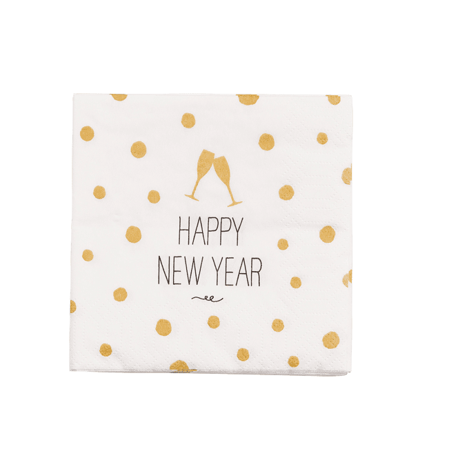 NEW YEAR Set of 20 white napkins W 25 x L 25 cm - best price from Maltashopper.com CS659939