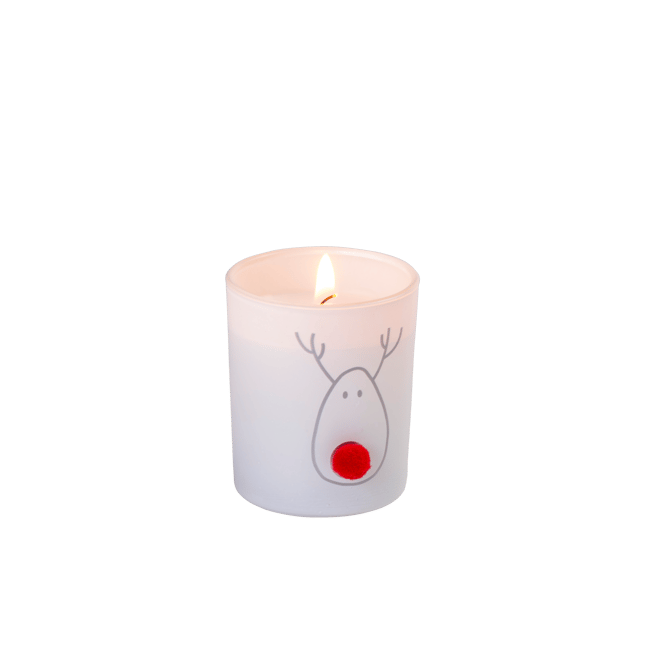 Nose candle in white pot, red, golden 6.5 cm - Ø 5.5 cm