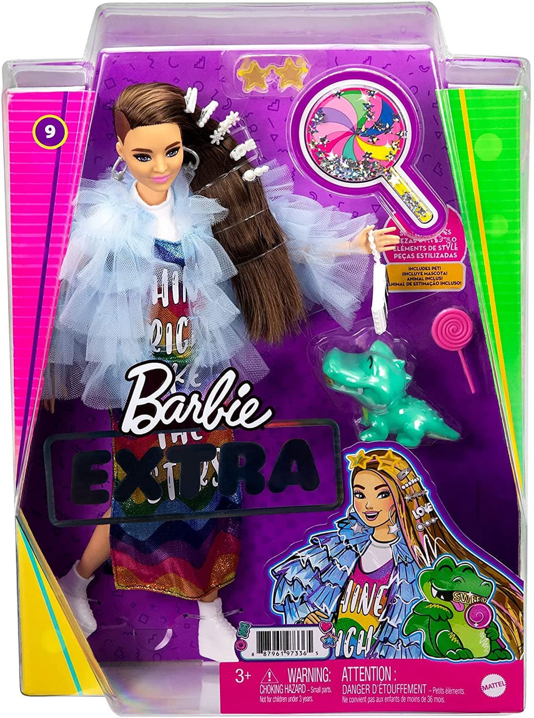 Barbie Extra: Brunette With Rainbow Dress
