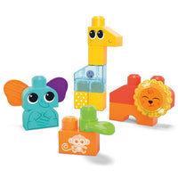 MEGA BLOKS Fisher Price Sensory Building Toy, Rock N Rattle Safari With Rattle and Bells