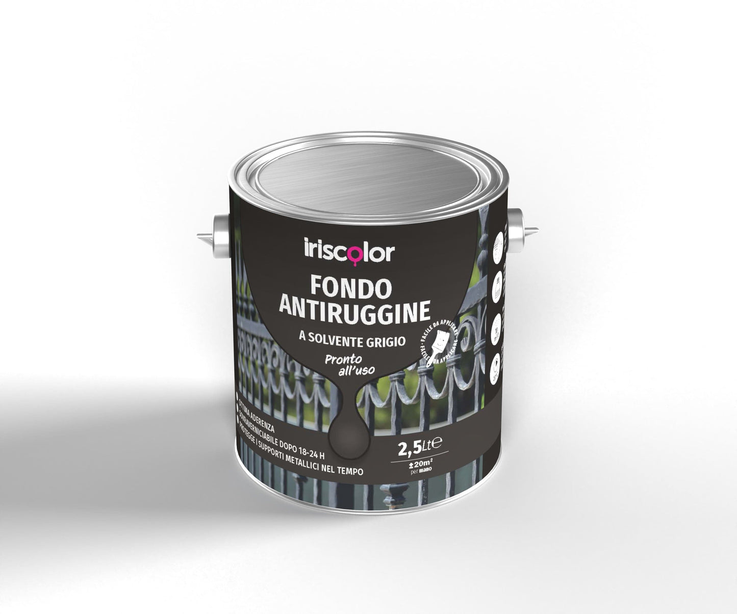 Bricocenter IRIS COLOUR GREY SOLVENT-BASED ANTI-RUST PRIMER 2.5LT