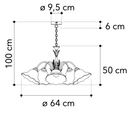 Bricocenter BYRON RUST FLOWER CHANDELIER D56 5XE27=42W