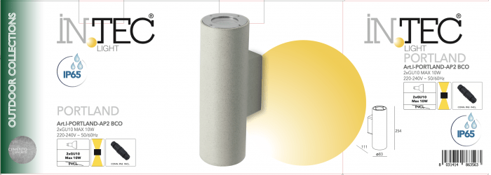 Bricocenter PORTLAND CONCRETE WHITE WALL LIGHT 25.4X11.1X8.3 CM 2XGU10 IP65