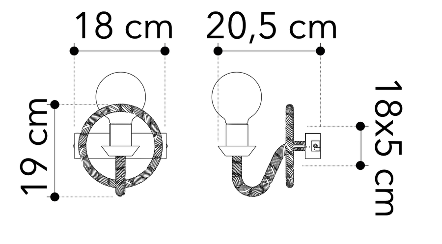 Bricocenter ROPE WALL LIGHT 18X19X20.5 CM E27=40W