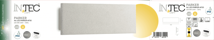 WALL LIGHT PARKER CONCRETE WHITE 30X10,2X4,5CM LED 8W NATURAL LIGHT IP65