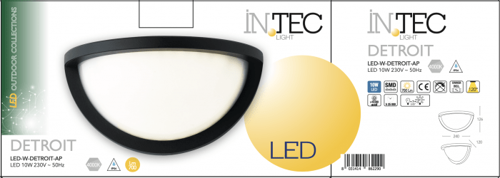 Bricocenter DETROIT ALUMINIUM WALL LIGHT BLACK 24X12.6 CM LED 10W IP54