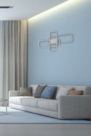 Bricocenter CEILING LAMP NATO ALUMINIUM WHITE 85X50 CM LED 45W NATURAL LIGHT WITH REMOTE CONTROL