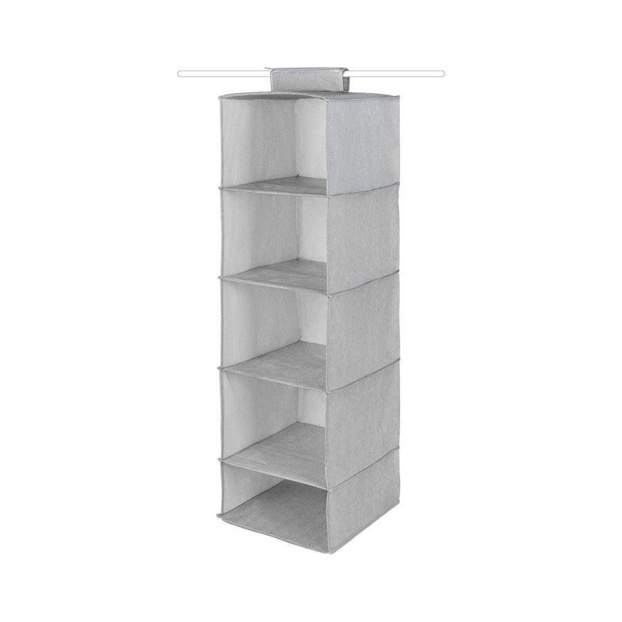 Bricocenter CLOTHES ORGANISER 5 SHELVES BOSTON GREY HERRINGBONE 30X30X105 CM