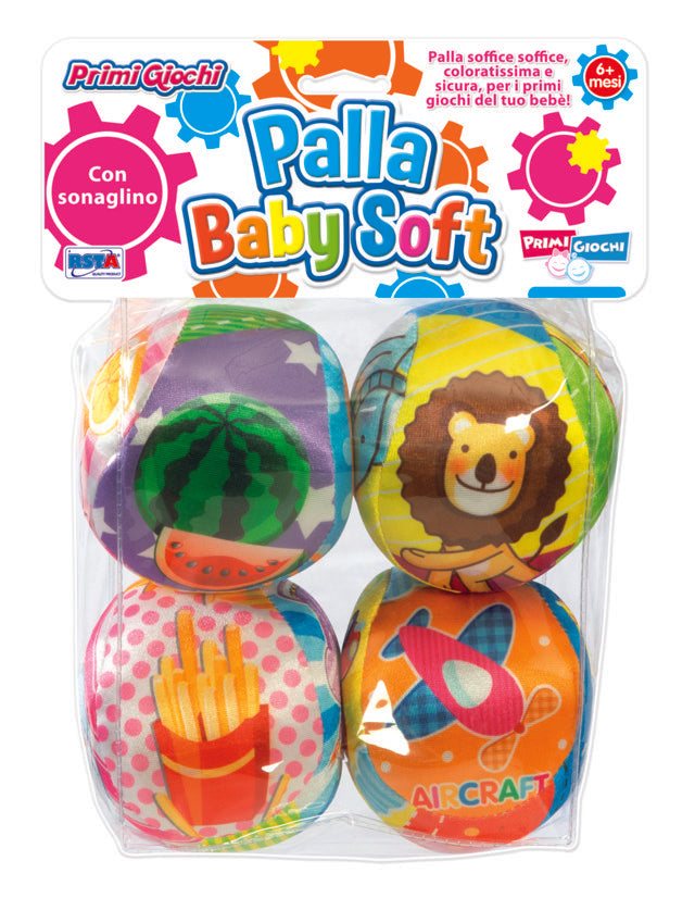 Baby Soft Ball - 4 Balls with Rattle 10 cm