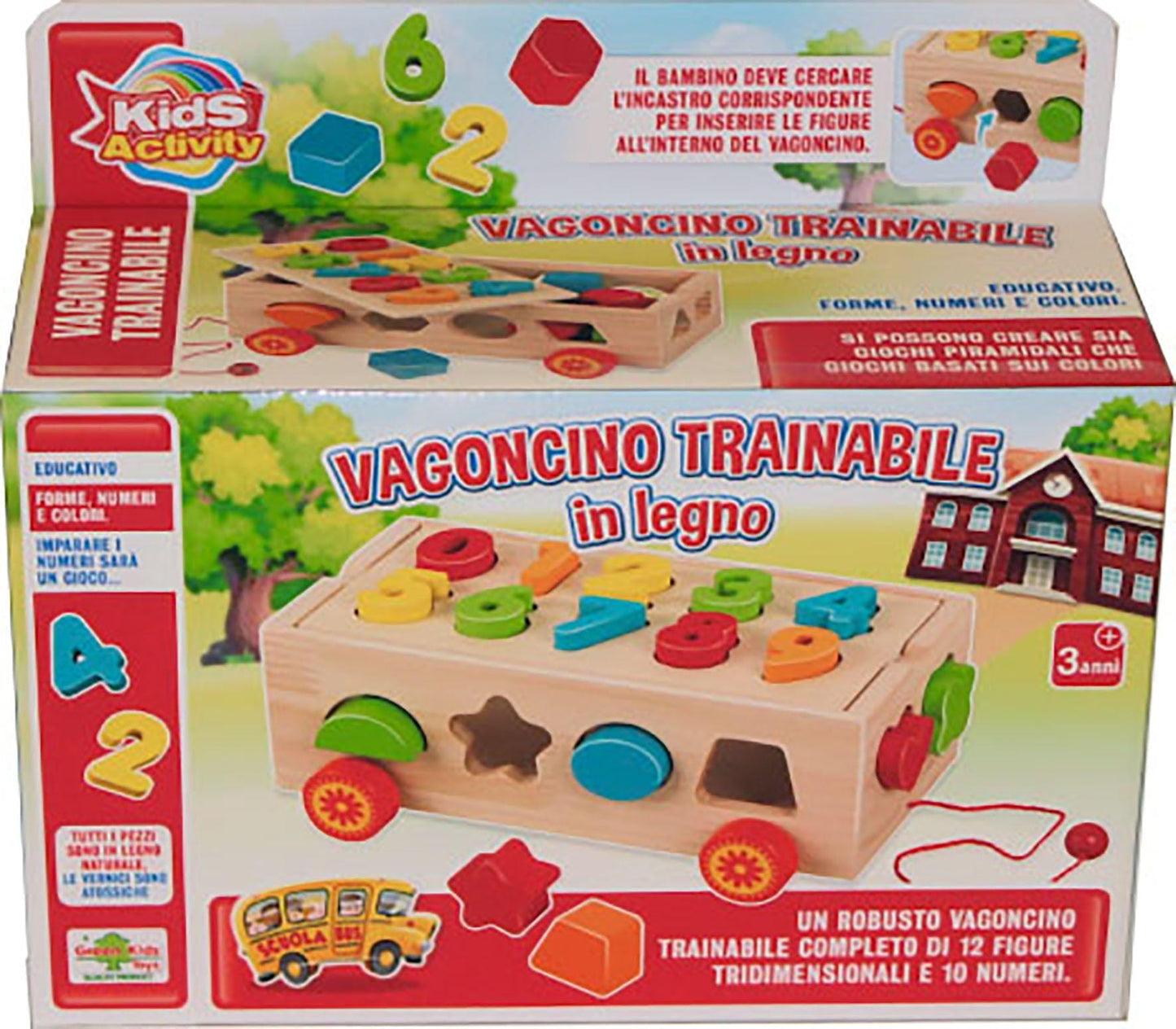 Toys WOODEN TOW WAGON WITH 12 INSERTS