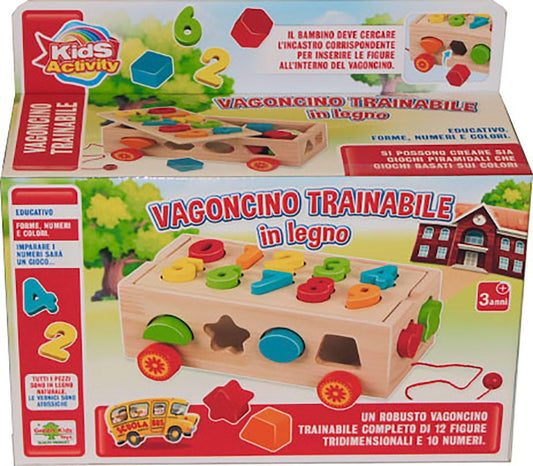 Toys WOODEN TOW WAGON WITH 12 INSERTS