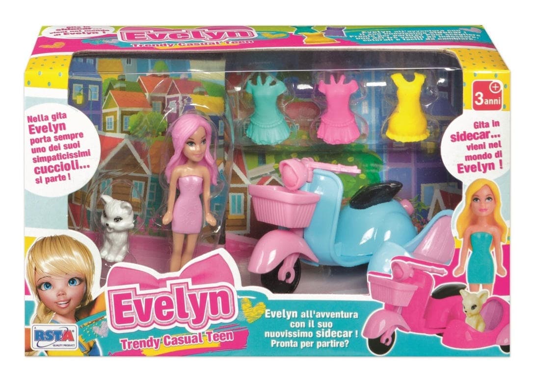 PLAYSET MINI EVELYN C. SCOOTER + 3 DRESSES