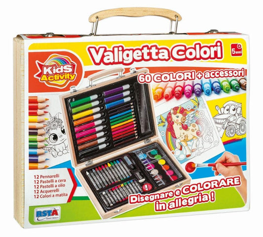 Toys WOODEN CASE 67 PIECES ASS.TI COLORS WITH KIDS ACTIVITY ACC