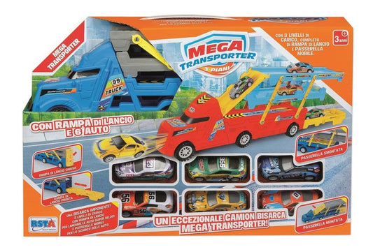 MEGA TRANSPORTER TRUCK WITH 6 METAL CARS