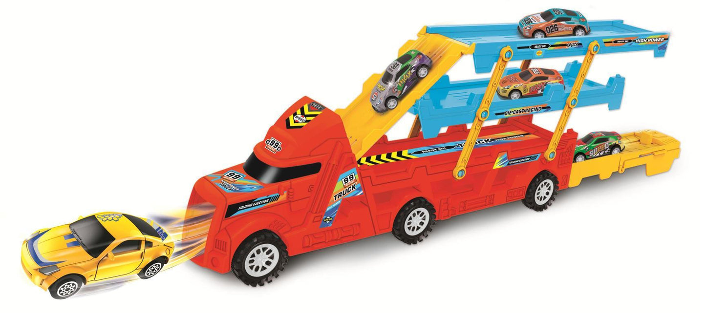 Toys MEGA TRANSPORTER TRUCK WITH 6 METAL CARS