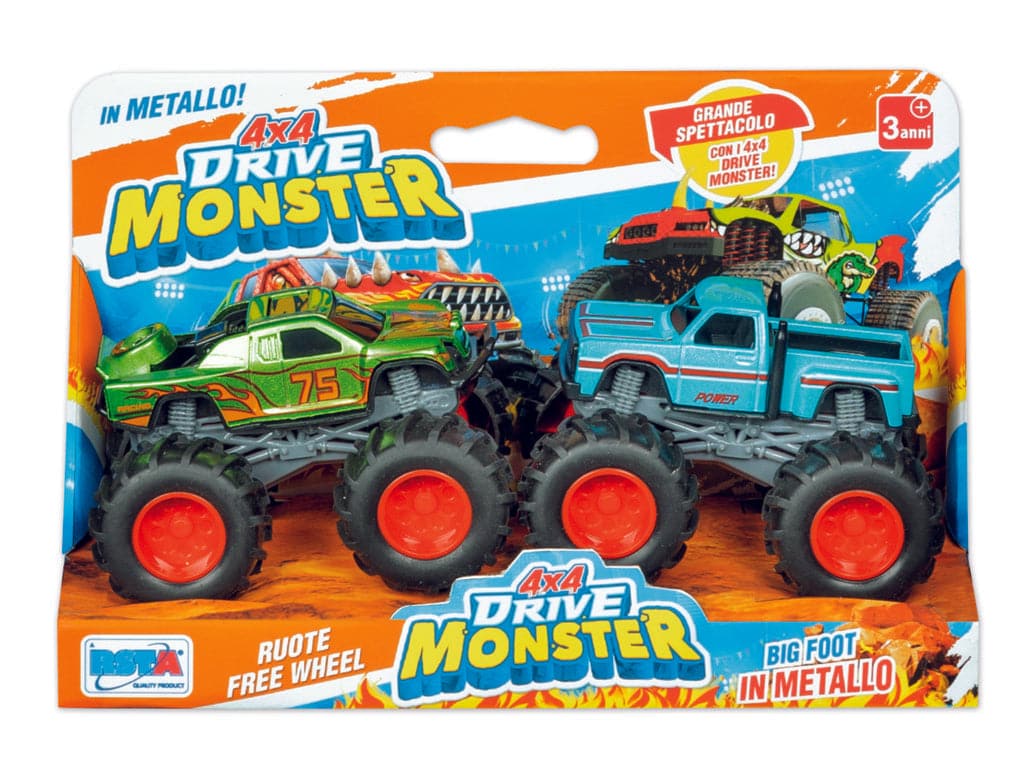 SET 2 PEZZI DIE CAST 4X4 DRIVE MONSTER DIE CAST