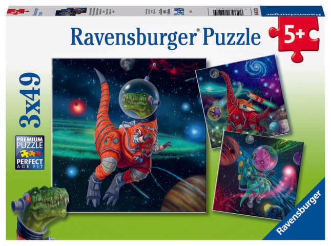 3 49 Piece Puzzles - Dinosaurs in Space