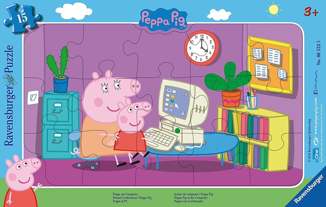 15 Piece Jigsaw Puzzle Framed Puzzle: Peppa Pig On The Computer