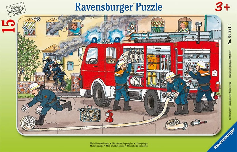 15 Piece Jigsaw Puzzle Framed Puzzle: Fire Truck