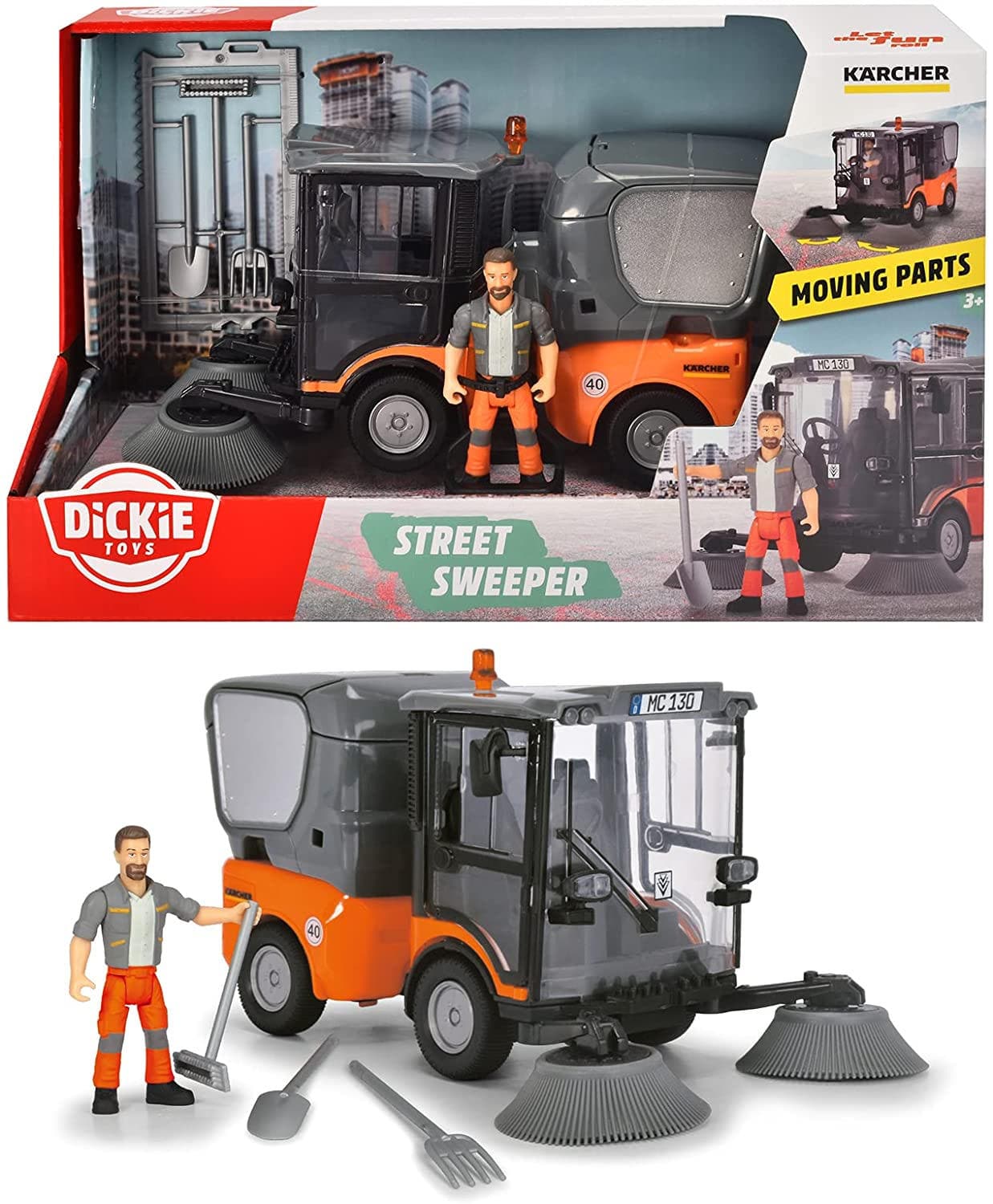 Dickie - Karcher Street Sweeper Scale 1:24, cm. 19.5, with Character