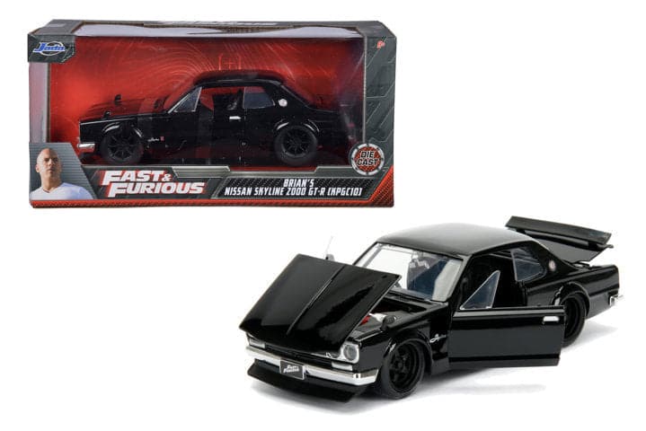 Fast & Furious 1971 Nissan Skyline 1:24 Scale Die-Cast, Freewheel Operation, Opening Parts