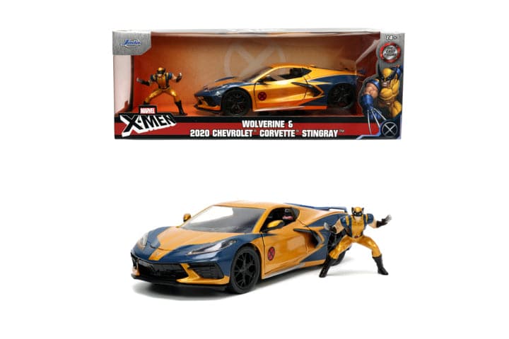 Marvel X-Men Wolverine Chevy Corvette 1:24 scale die-cast with figure