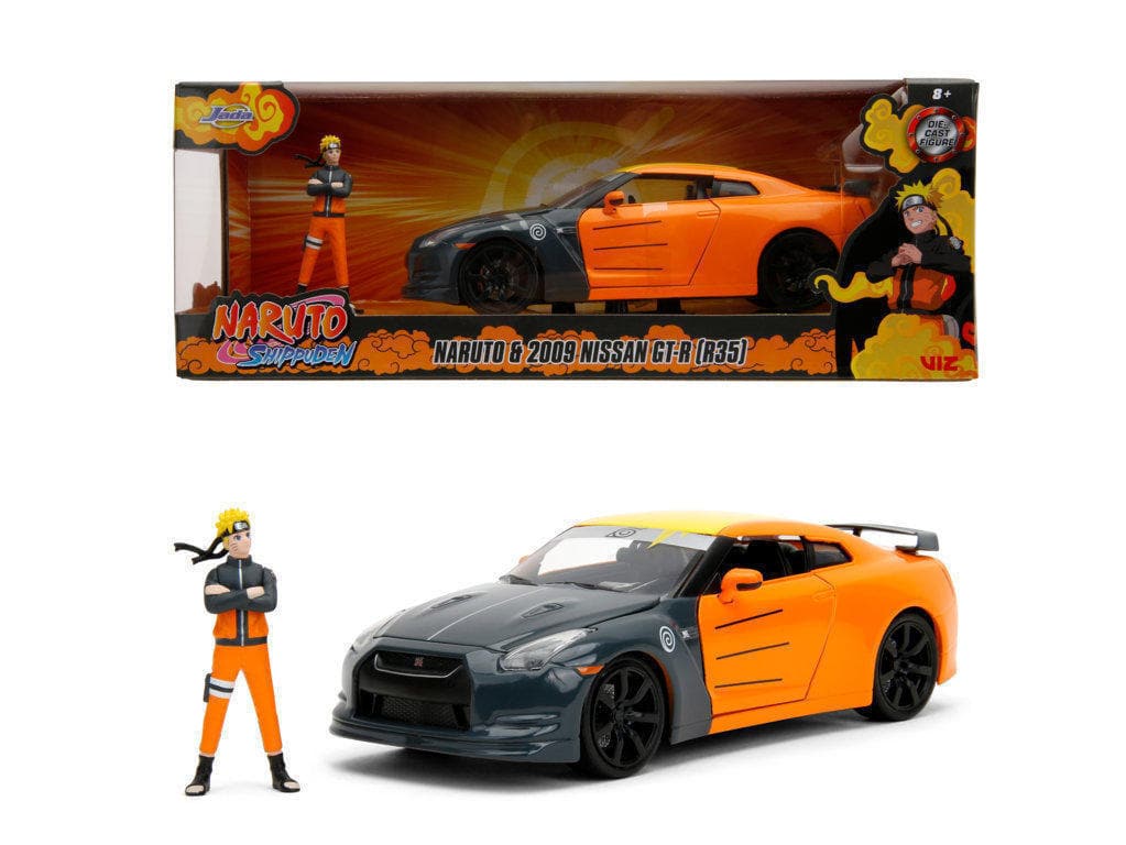 Naruto 2009 Nissan Gt R 1:24 Die Cast, Freewheeling Action, Opening Parts, Including 4 Cm Naruto Figure
