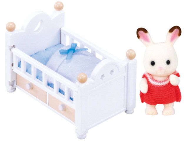 Baby Chocolate Rabbit and Cot