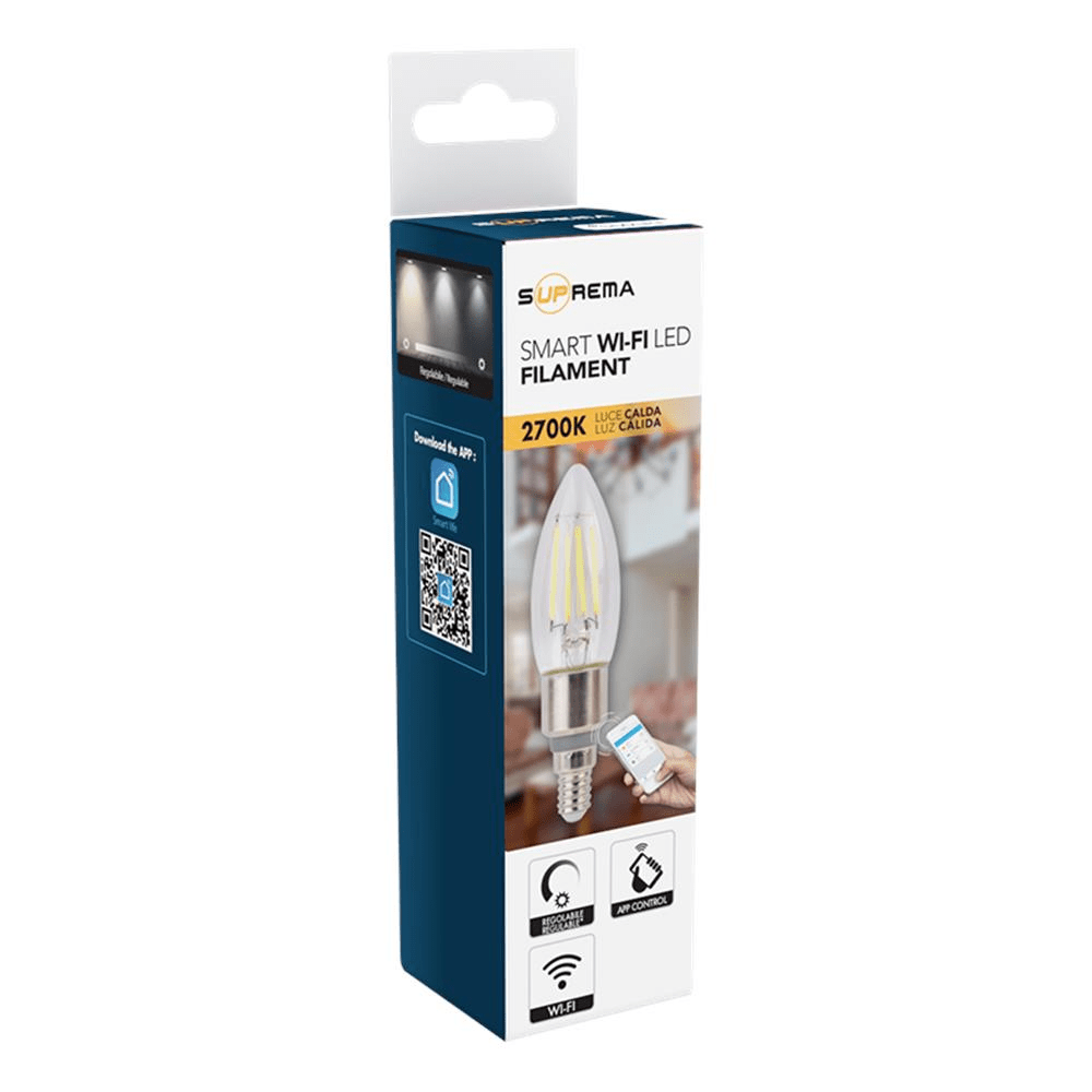 Bricocenter LED SMART BULB E14=40W CANDLE CLEAR WARM LIGHT