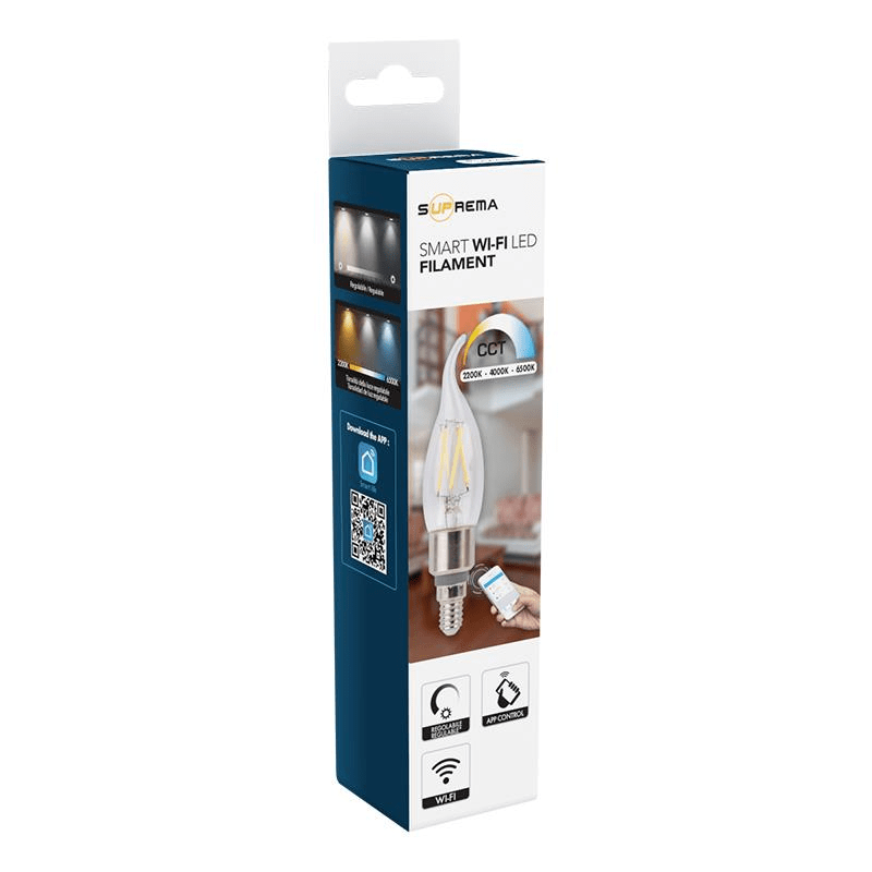 Bricocenter SMART LED BULB E14=40W WIND GUST TRANSPARENT CCT