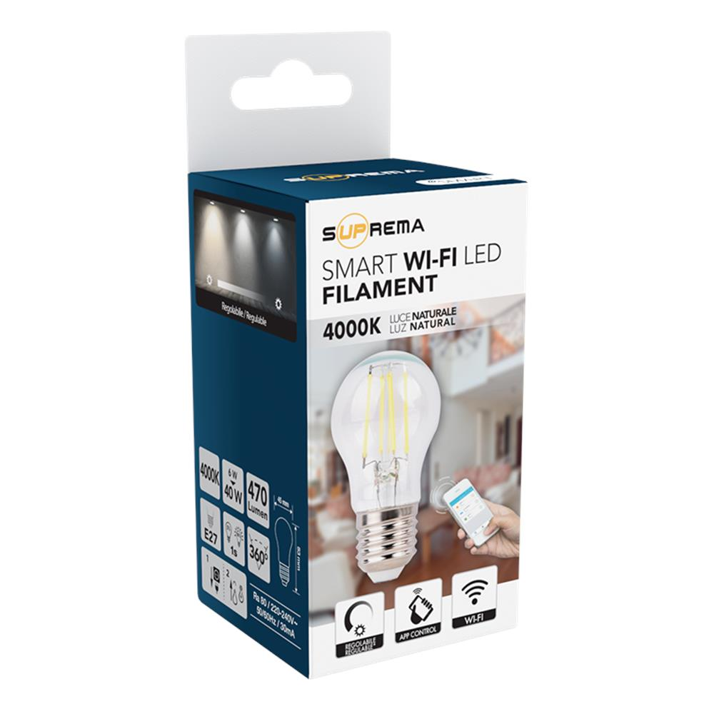 LED BULB SMART E27=40W MINI SPHERE TRANSPARENT NATURAL LIGHT - best price from Maltashopper.com BR420006076