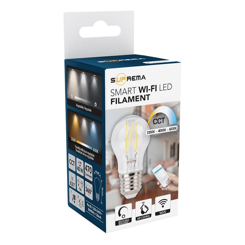 LED BULB SMART E27=40W MINI SPHERE TRANSPARENT CCT