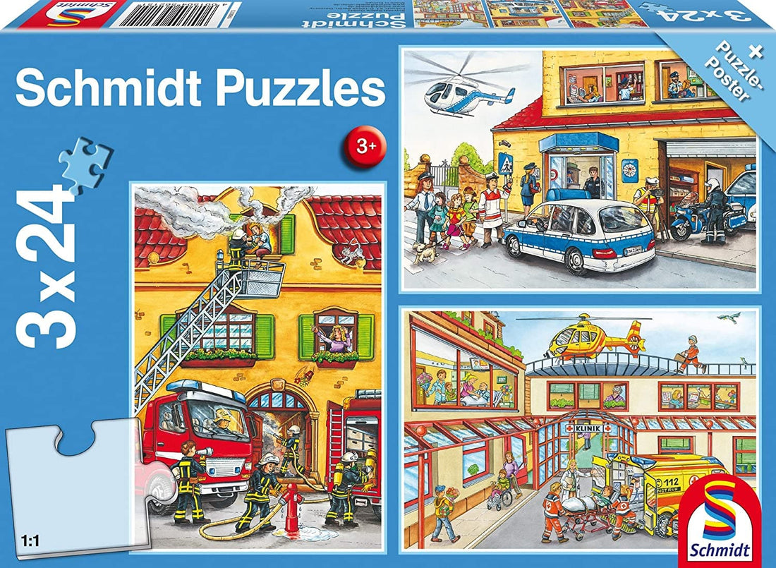 3 24 Piece Puzzle Firefighters And Police