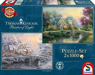 2 1000 Piece Puzzles - Thomas Kinkade - Illuminated Manor and Winter on Illuminated Manor