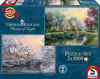 2 1000 Piece Puzzles - Thomas Kinkade - Illuminated Manor and Winter on Illuminated Manor