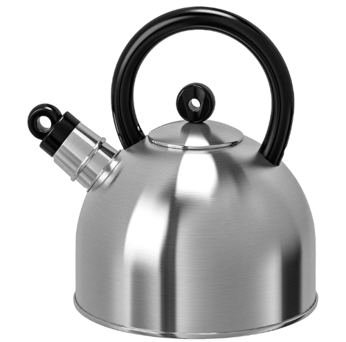 VATTENTÄT Whistling kettle, stainless steel/black,2l , 2 l