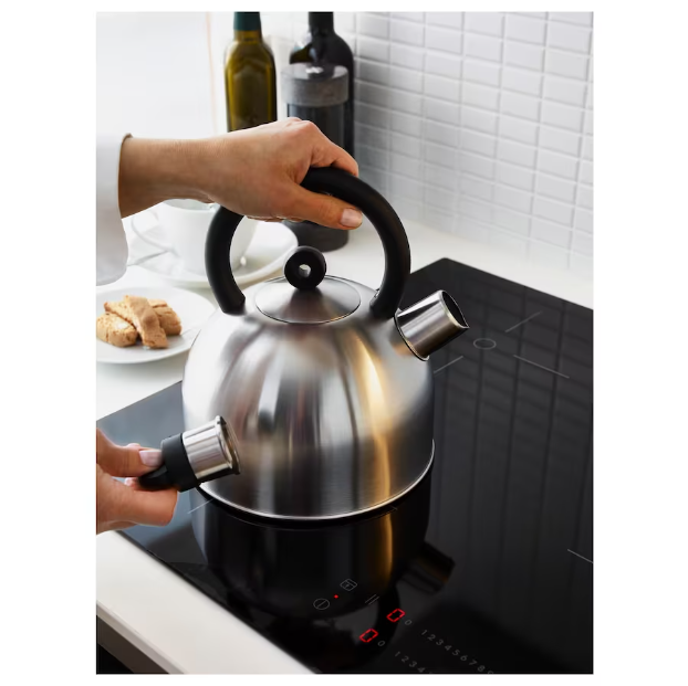 VATTENTÄT Whistling kettle, stainless steel/black,2l , 2 l - best price from Maltashopper.com 20239595