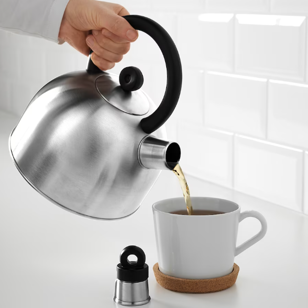 VATTENTÄT Whistling kettle, stainless steel/black,2l , 2 l - best price from Maltashopper.com 20239595