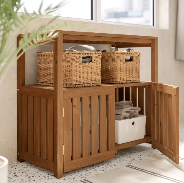 Ikea NÄMMARÖ - Shelving unit, outdoor, light brown stained, 83x75 cm