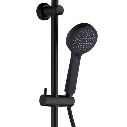 SHOWER KIT BLACK MATTE SHOWER HEAD 20 CM W/SHOWER 3 FUNCTIONS AND PUSH-BUTTON DIVERTER