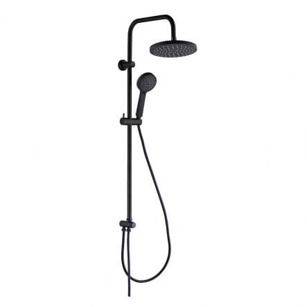 SHOWER KIT BLACK MATTE SHOWER HEAD 20 CM W/SHOWER 3 FUNCTIONS AND PUSH-BUTTON DIVERTER