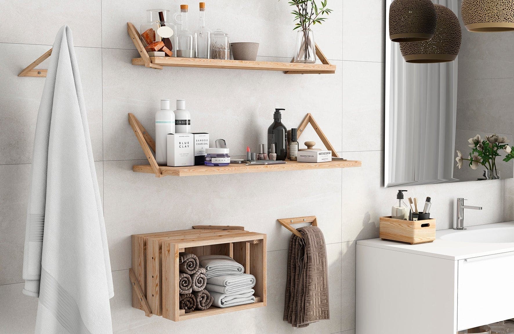 WALL SHELF SOLID PINE 90X17CM THICKNESS 22MM