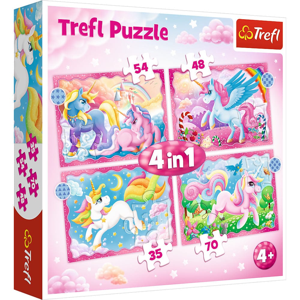 Toys Puzzles - 4in1 - Unicorns and magic / Trefl