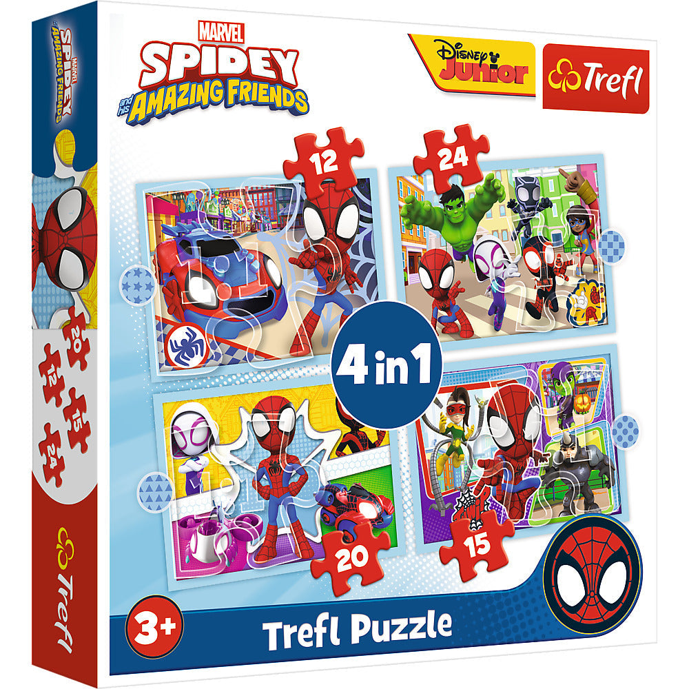 Puzzles - 4in1 (12, 15, 20, 24) - Spiday's team / Spiday and his Amazing Friends