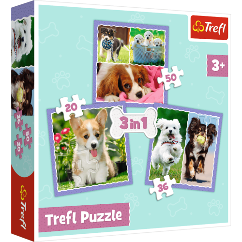 3 Puzzles In 1 Adorable Dogs