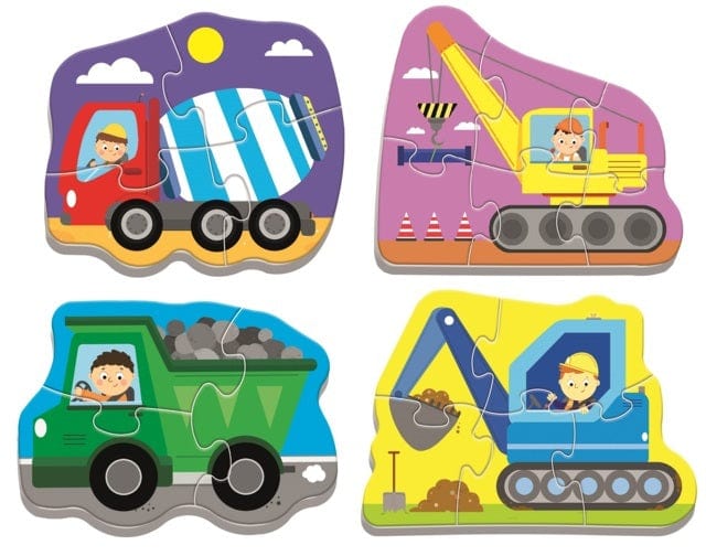 Toys 4 Puzzle in 1 - Baby Classic: Construction Site Vehicles