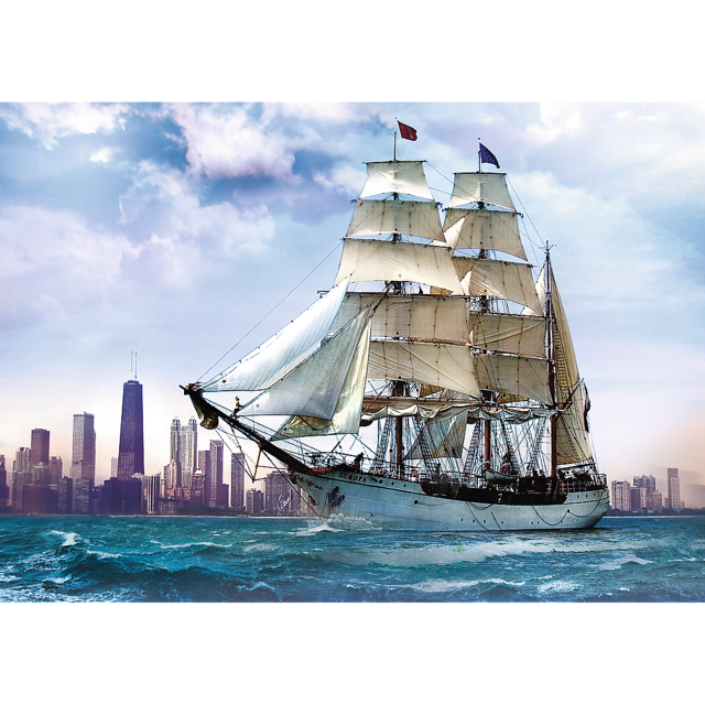 500 Piece Jigsaw Puzzle Sailing Against Chicago